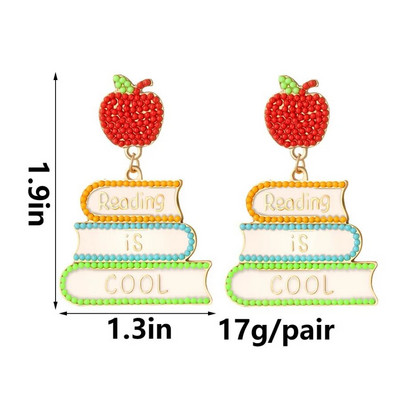 KMOKN Učiteljske naušnice s perlama Statement Pencil Apple Book Drop naušnice Darovi za učitelje Povratak u školu Set nakita
