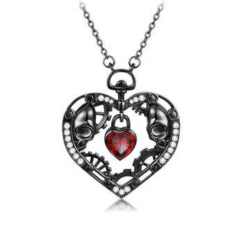 Γοτθικό κολιέ κρανίο μαύρη καρδιά μενταγιόν για γυναίκες Κολιέ πανκ κοσμήματα για άντρες πανκ κοσμήματα Χονδρική πώληση