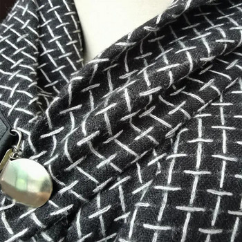 Ежедневен моден кашмирен официален кариран шал Жени мъже Пончо Зимни шалове и шалове Триъгълен шал с кожен маншет
