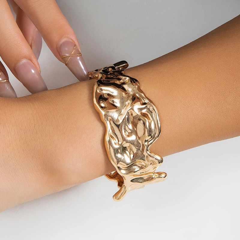 Lacteo kreativna narukvica s manžetom nepravilnog oblika zlatne boje Heavy Metal narukvice široke narukvice s otvaranjem Ženski darovi Trendy nakit