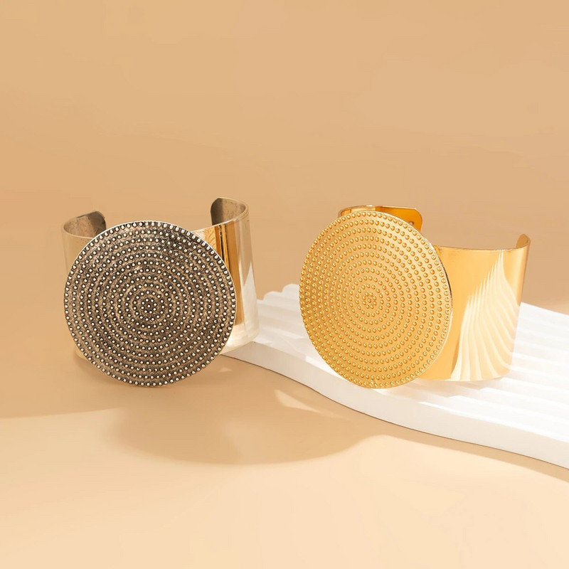 Lacteo trendikas geomeetriline ümmargune ketas-manseti käevõru naistele raskemetallist suur käevõru, mis avab Y2K ehteid, tüdrukute peopulmad