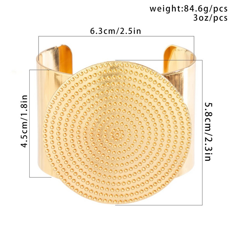 Lacteo trendikas geomeetriline ümmargune ketas-manseti käevõru naistele raskemetallist suur käevõru, mis avab Y2K ehteid, tüdrukute peopulmad