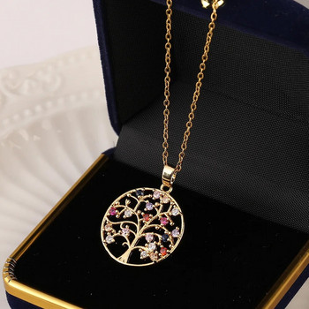 Κολιέ με κρεμαστό δαχτυλίδι ευρωπαϊκού και αμερικανικού χρώματος ζιργκόν Celtic Tree of Life για γυναίκες Κλασικό κοσμήματα γάμου Δώρο για οικογένεια