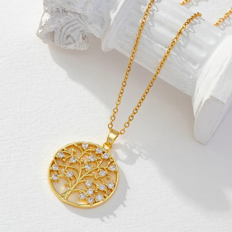 Europski i američki prsten u boji s cirkonom, keltsko stablo života, privjesak, ogrlica za žene, klasični vjenčani nakit, dar za obitelj