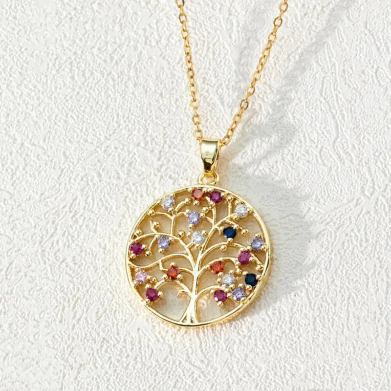 Europski i američki prsten u boji s cirkonom, keltsko stablo života, privjesak, ogrlica za žene, klasični vjenčani nakit, dar za obitelj