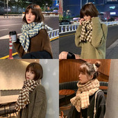 Zimski šal Ženski šal Topli šal Ženski karirani šal Traka oko vrata Šal s resama Modni ženski luksuzni plavi šal Novo 2023.