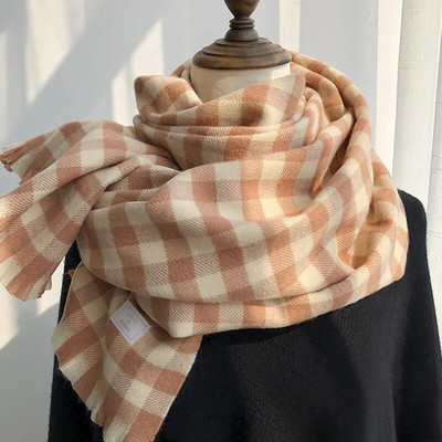 Zimski šal Ženski šal Topli šal Ženski karirani šal Traka oko vrata Šal s resama Modni ženski luksuzni plavi šal Novo 2023.