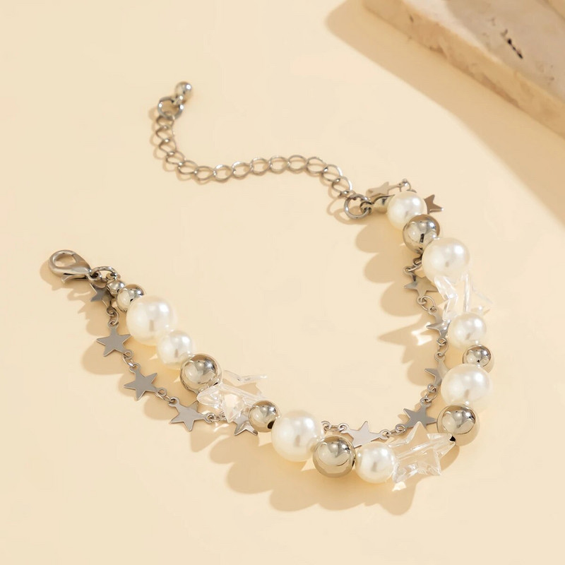 Lacteo Trendy Tiny Star Beads Charm Narukvica za žene Djevojke Prozirni akril imitacija bisera Narukvice Y2K nakit Party Street Novo