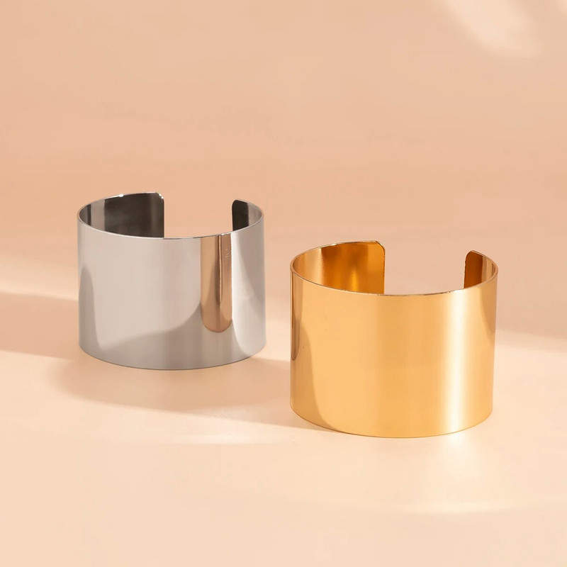 Lacteo Gold Χρώμα Ομαλά βραχιόλια με φαρδιά μανσέτα Απλό ανοιχτό μεγάλο βραχιόλι για γυναικείες γυναίκες Γούρι κοσμήματα μόδα πανκ δώρα Νέο