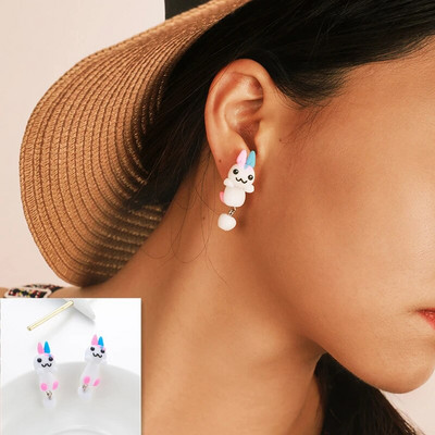 Jauna mode, jauki dzīvnieki, mātītes, radoši, ar rokām darināti auskari, polimēru māla dinozauri suns kaķis auskari ballīšu rotaslietas meitenēm