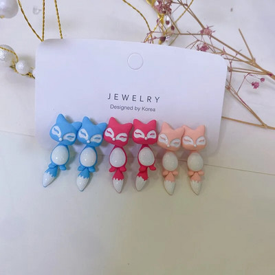 Jauna mode, jauki dzīvnieki, mātītes, radoši, ar rokām darināti auskari, polimēru māla dinozauri suns kaķis auskari ballīšu rotaslietas meitenēm