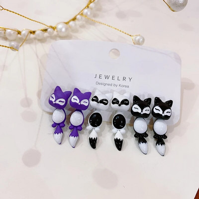 Jauna mode, jauki dzīvnieki, mātītes, radoši, ar rokām darināti auskari, polimēru māla dinozauri suns kaķis auskari ballīšu rotaslietas meitenēm