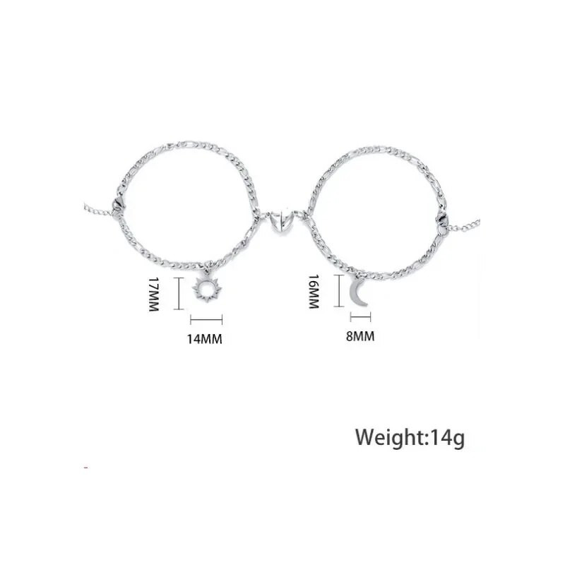 2023. Nova čelična europska hip-hop žica za ruke Ljubavni magnet Par djevojaka Sunce Mjesec Narukvica 2 KOM Jednostavan ručni nakit