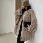 Vintage Harajuku pleteni kaputi Gornji dijelovi Ženski kardigan Džemperi u korejskom stilu Jakne Ležerna jesenska ulična odjeća Chic široki Y2k džemperi