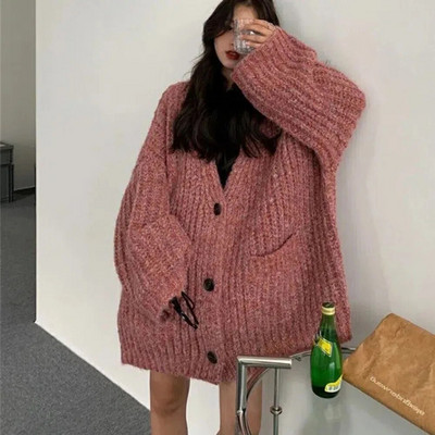 Vintage Harajuku pleteni kaputi Gornji dijelovi Ženski kardigan Džemperi u korejskom stilu Jakne Ležerna jesenska ulična odjeća Chic široki Y2k džemperi