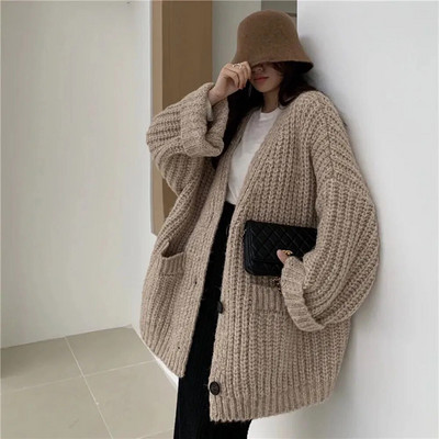 Vintage Harajuku pleteni kaputi Gornji dijelovi Ženski kardigan Džemperi u korejskom stilu Jakne Ležerna jesenska ulična odjeća Chic široki Y2k džemperi