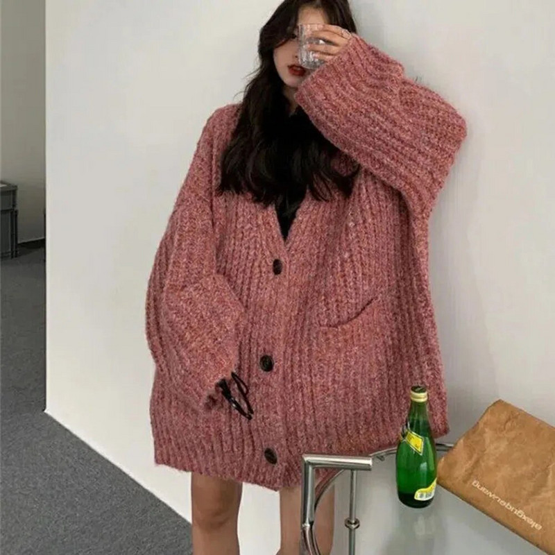 Vintage Harajuku pleteni kaputi Gornji dijelovi Ženski kardigan Džemperi u korejskom stilu Jakne Ležerna jesenska ulična odjeća Chic široki Y2k džemperi