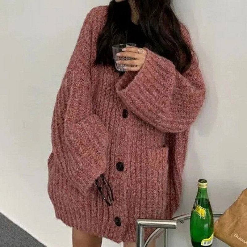 Vintage Harajuku pleteni kaputi Gornji dijelovi Ženski kardigan Džemperi u korejskom stilu Jakne Ležerna jesenska ulična odjeća Chic široki Y2k džemperi