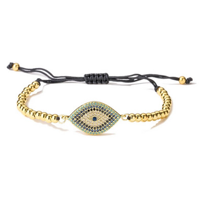 NEWBUY 2023 moderna turku zelta krāsas Evil Eye rokassprādze, regulējama AAA CZ bruģakmens iestatījums Sieviešu laimīgas ballītes rotaslietas dāvana