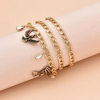 Boho Многостепенни гривни за жени Нова реколта Геометричен златен цвят Змия Орел Фараон Crystal Butterfly Lock Бижута Подарък