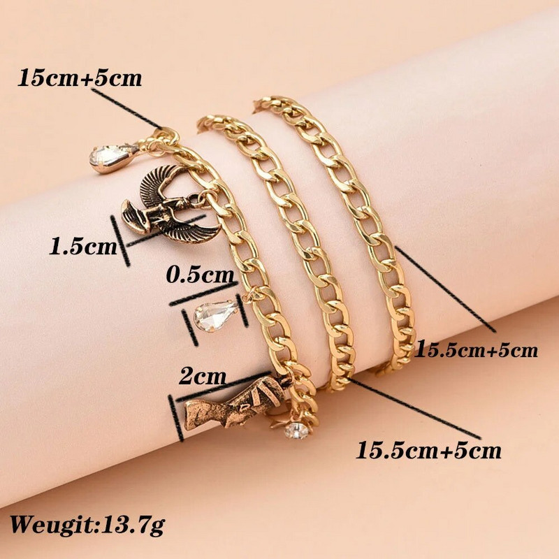Boho višerazinske narukvice za žene Novi vintage geometrijski zlatni zmijski orao, faraon, kristalni leptir, brava, nakit Poklon