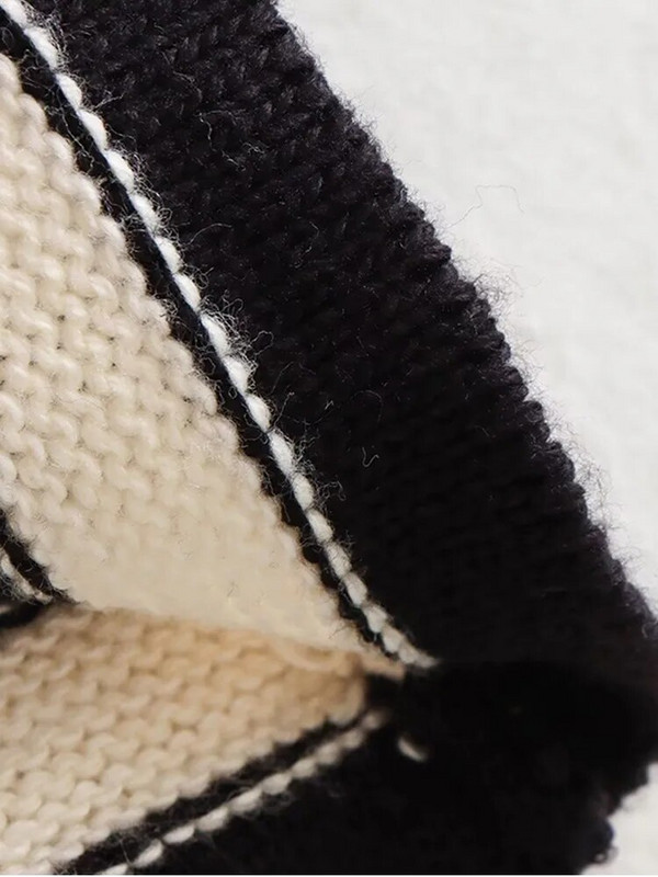 Pleteni prugasti kardigan, ženski jednoredni, ležerni, osnovni univerzalni pleteni predmeti Ženska jesenska moda 2023., skraćeni pulover s O-izrezom