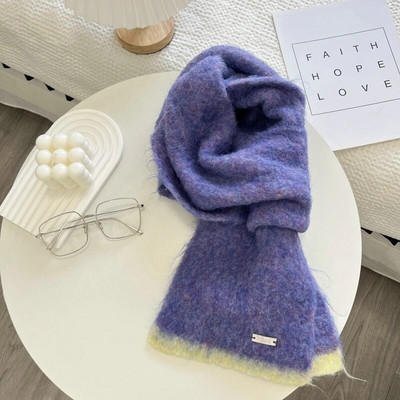 Jednobojni šal Ženska korejska verzija Slatka djevojka Jesen Zima Dopaminske boje Debeli topli pleteni šal za žene