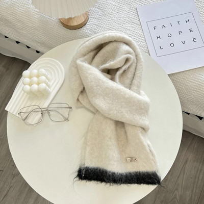 Jednobojni šal Ženska korejska verzija Slatka djevojka Jesen Zima Dopaminske boje Debeli topli pleteni šal za žene