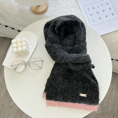 Jednobojni šal Ženska korejska verzija Slatka djevojka Jesen Zima Dopaminske boje Debeli topli pleteni šal za žene