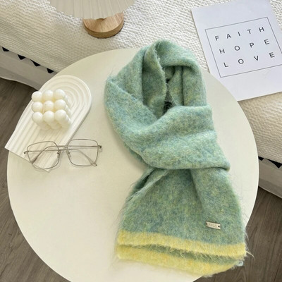 Jednobojni šal Ženska korejska verzija Slatka djevojka Jesen Zima Dopaminske boje Debeli topli pleteni šal za žene