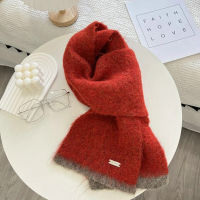 Jednobojni šal Ženska korejska verzija Slatka djevojka Jesen Zima Dopaminske boje Debeli topli pleteni šal za žene