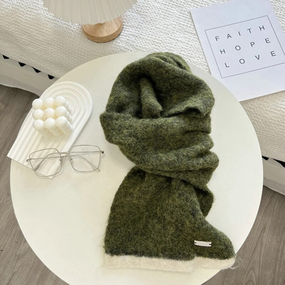 Jednobojni šal Ženska korejska verzija Slatka djevojka Jesen Zima Dopaminske boje Debeli topli pleteni šal za žene