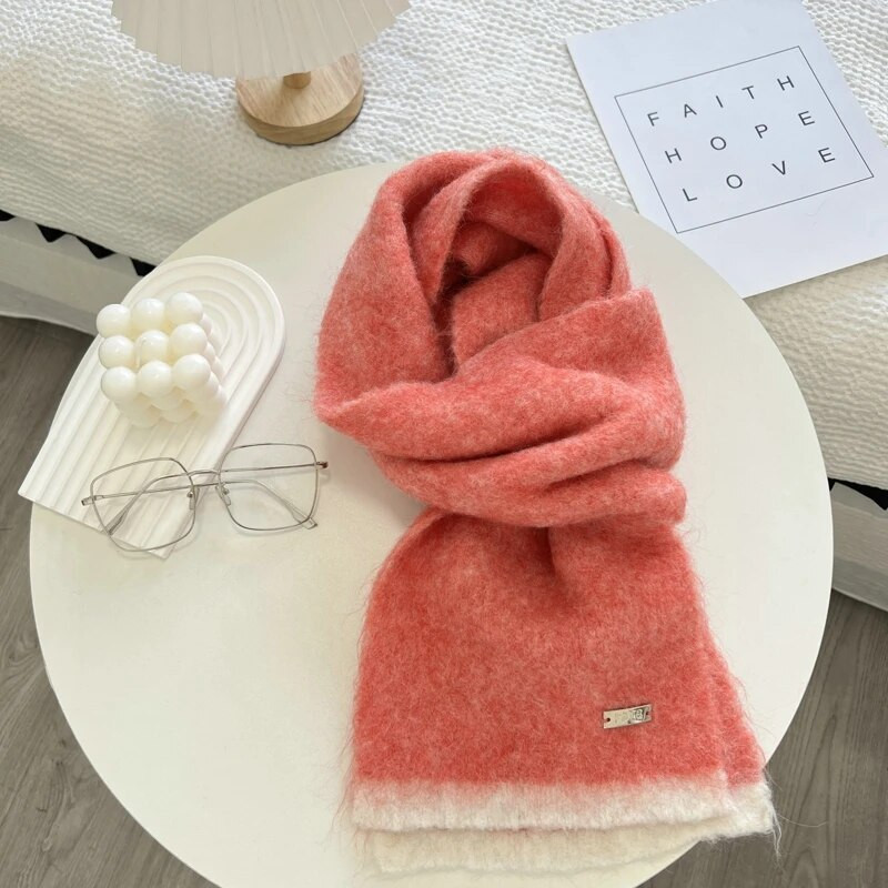 Jednobojni šal Ženska korejska verzija Slatka djevojka Jesen Zima Dopaminske boje Debeli topli pleteni šal za žene