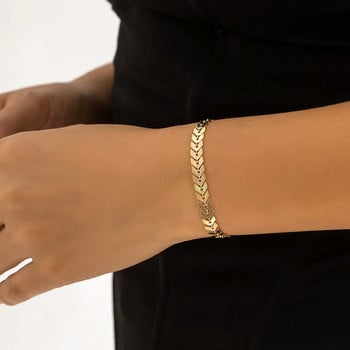 Lacteo Trendy Gold Color V Shape Chain Charms Bangle Гривни за жени Бижута Прости регулируеми парти подаръци Ежедневни аксесоари