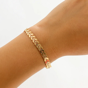 Lacteo Trendy Gold Color V Shape Chain Charms Bangle Гривни за жени Бижута Прости регулируеми парти подаръци Ежедневни аксесоари