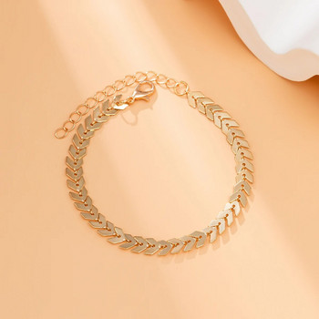 Lacteo Trendy Gold Color V Shape Chain Charms Bangle Гривни за жени Бижута Прости регулируеми парти подаръци Ежедневни аксесоари