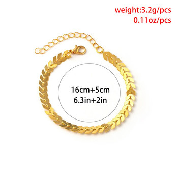 Lacteo Trendy Gold Color V Shape Chain Charms Bangle Гривни за жени Бижута Прости регулируеми парти подаръци Ежедневни аксесоари