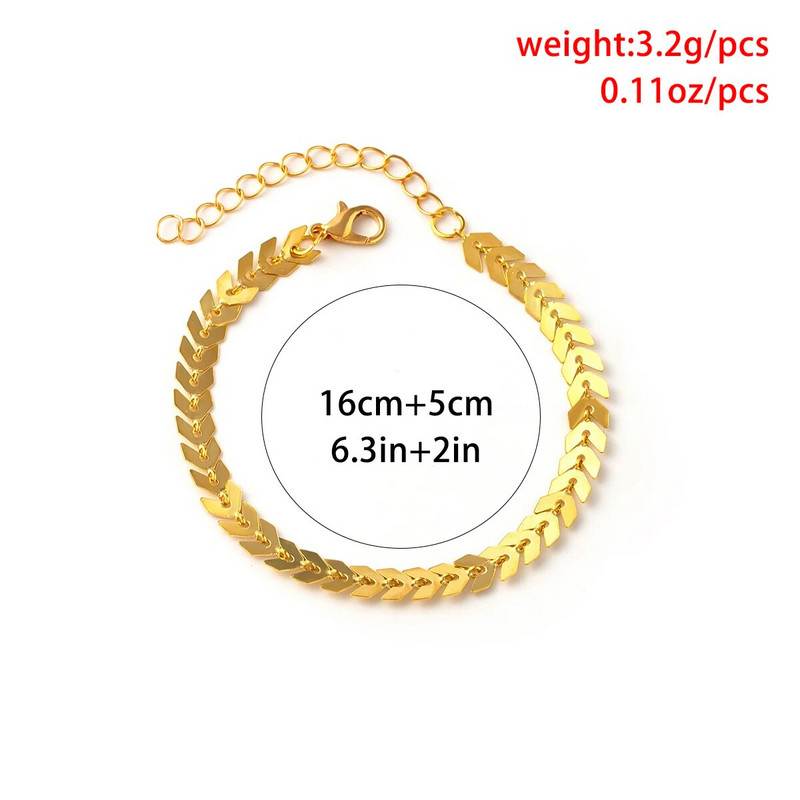 Lacteo trendi zlatne boje V oblika lančići privjesci narukvice za žene Nakit Jednostavni podesivi darovi za zabave Dnevni dodaci