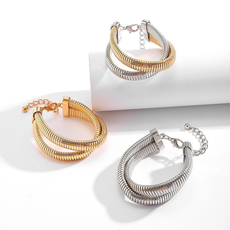 Lacteo Heavy Metal široka narukvica s križnim lancem narukvica za žene Punk nakit Mješavina boja Zdepasta narukvica Pokloni za zabave Vjenčanice