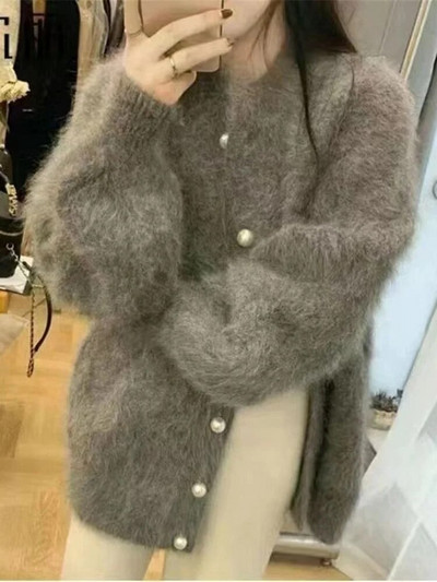 Botvotee tömör kötött kardigán női őszi tél 2023 divatos vintage bő nyakú pulóver, alkalmi, egysoros kardigánok