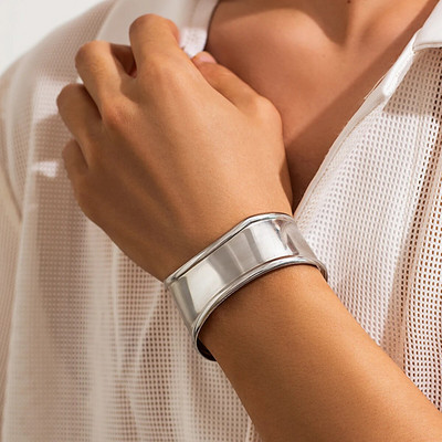 Lacteo Punk új férfi nehézfém széles mandzsetta karkötő Szabálytalan geometriai karkötő nyíló Y2K Vintage ékszerek Unisex Party Street