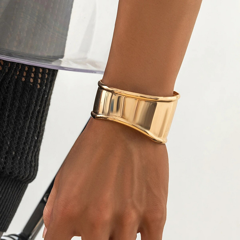 Lacteo Punk új férfi nehézfém széles mandzsetta karkötő Szabálytalan geometriai karkötő nyíló Y2K Vintage ékszerek Unisex Party Street