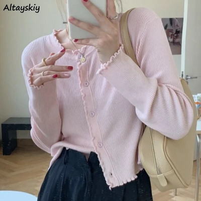 Sieviešu jaka Solid Classic Ulzzang Fashion Ikdienas Stilīgs Girlish Maigs Mājīgs Y2k Vispārpiemērots Saldais pavasaris Кардиган Женский