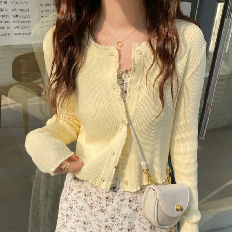 Kardigan za žene Jednobojni klasični Ulzzang modni ležerni stilski djevojački nježan udoban Y2k prikladni slatki proljetni kardigan Ženski