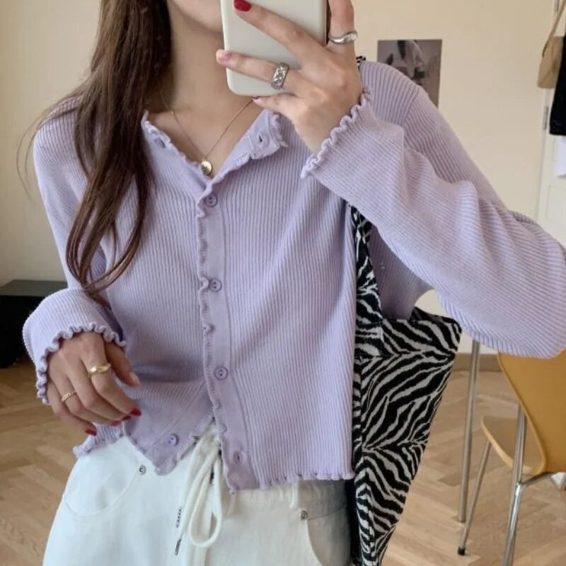 Kardigan za žene Jednobojni klasični Ulzzang modni ležerni stilski djevojački nježan udoban Y2k prikladni slatki proljetni kardigan Ženski