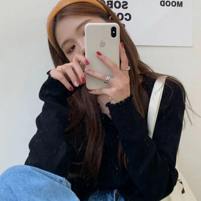 Kardigan za žene Jednobojni klasični Ulzzang modni ležerni stilski djevojački nježan udoban Y2k prikladni slatki proljetni kardigan Ženski