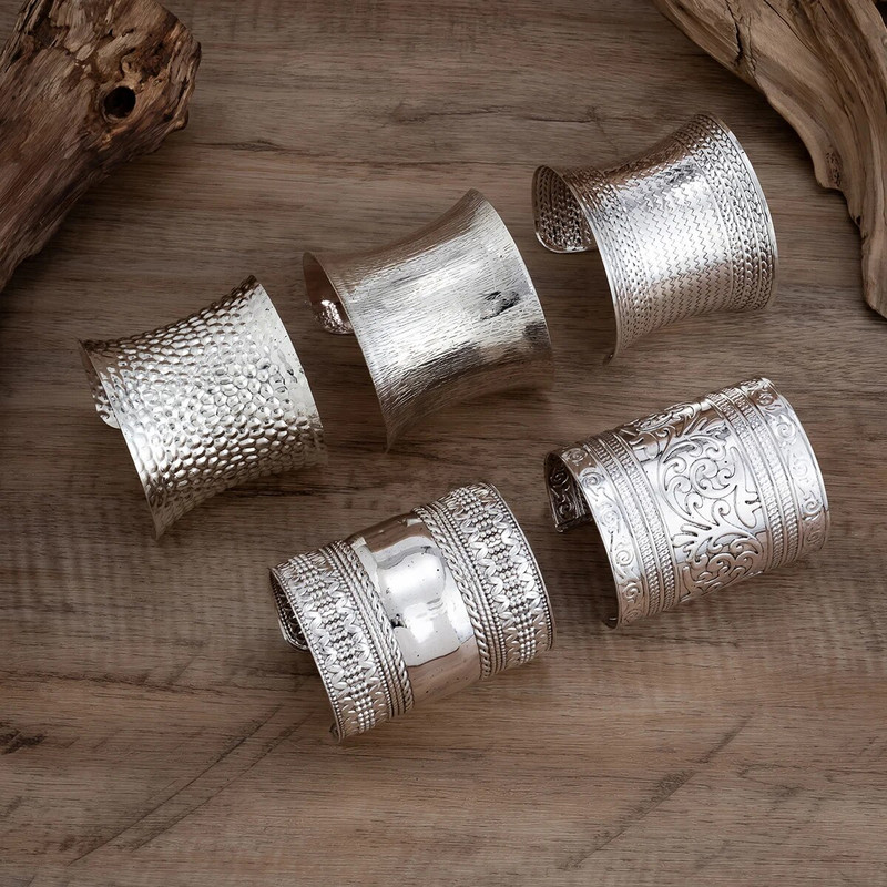 Lacteo vintage srebrna široka manžetna narukvica Trendovski ženski nakit Veliki metalni geometrijski otvoreni narukvice Dodaci Ulični stil