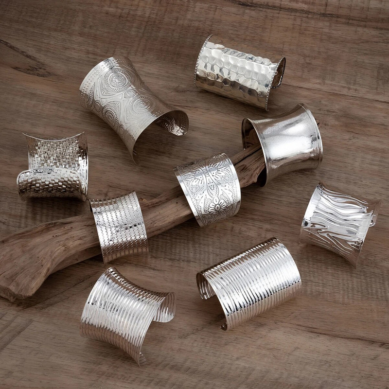 Lacteo vintage srebrna široka manžetna narukvica Trendovski ženski nakit Veliki metalni geometrijski otvoreni narukvice Dodaci Ulični stil