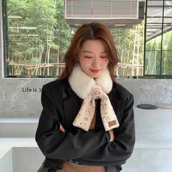 Κορεάτικο στιλ Χαριτωμένη διασταύρωση αρκουδάκι Απλό πλέξιμο Σταυρός τεμπέλης με ζεστό μικρό φουλάρι Γυναικείο μαντήλι