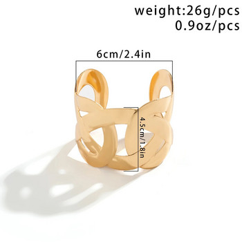 Lacteo Vintage Gold Color Twist Geometric Bangle за жени Бижута на ръката Широко отворен маншет Гривна Фестивални аксесоари Подарък